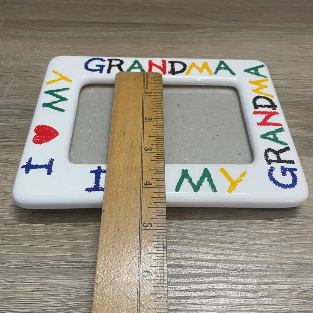 Vintage Fetco Ceramic Picture Frame I Love My Grandma with Colorful Crayon Style